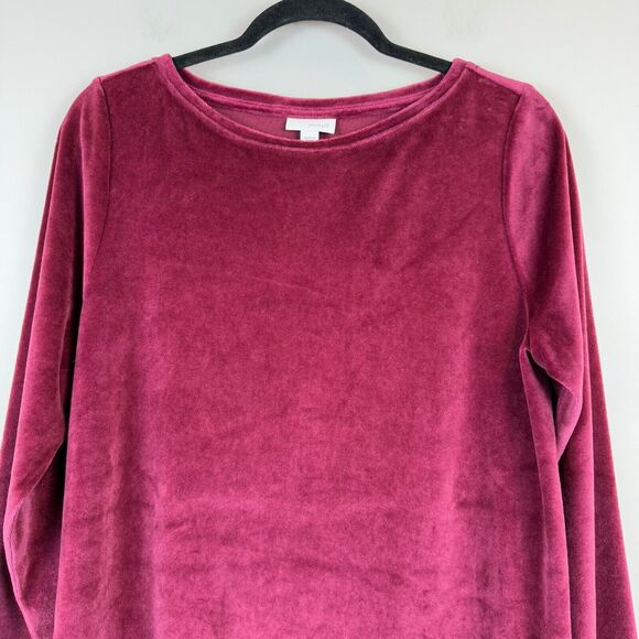 J.Jill Pure Jill Dress Women's Sz M Rose Pink Velvet Long Sleeve Shift Modest - Picture 2 of 8